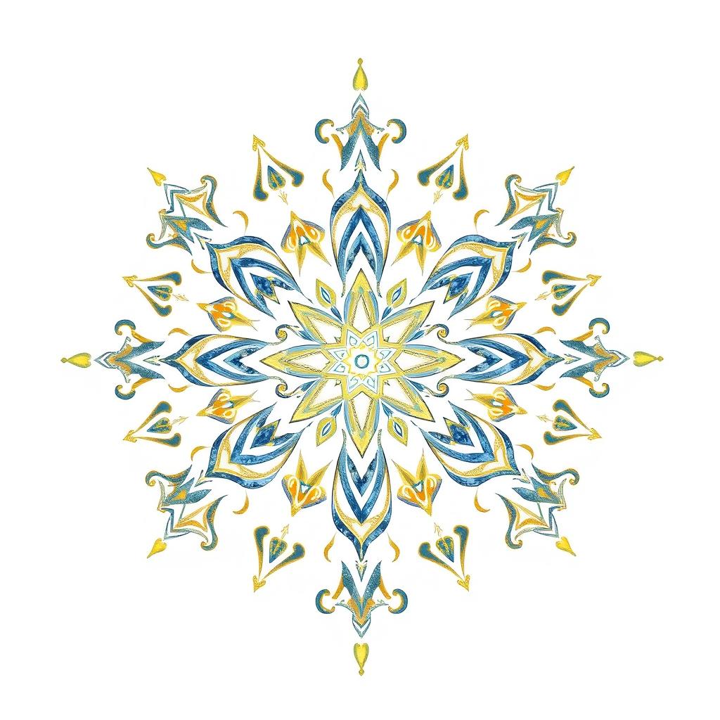 A stunning Islamic geometric pattern, beautifully intricate and symmetrical, set against a pristine white background