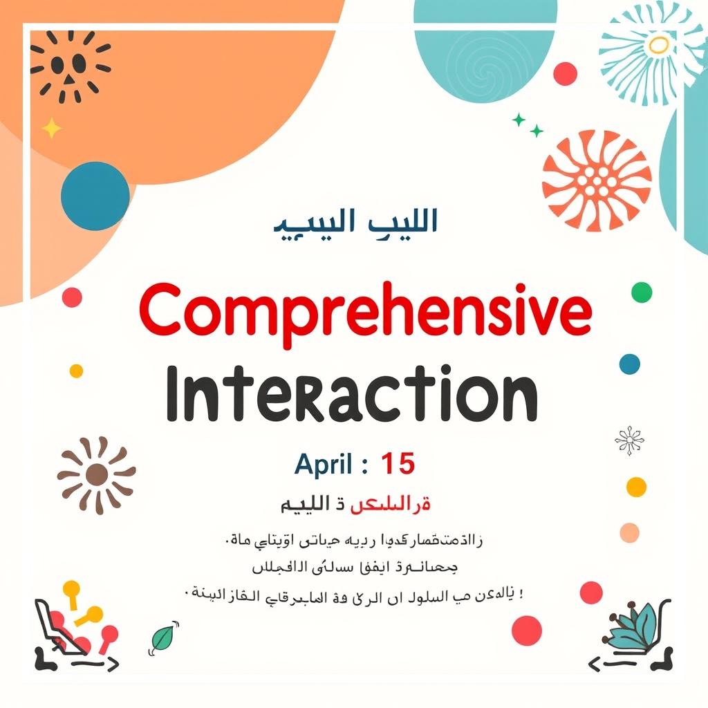 A vibrant seminar poster featuring the topic "Comprehensive Interaction" prominently displayed in Persian