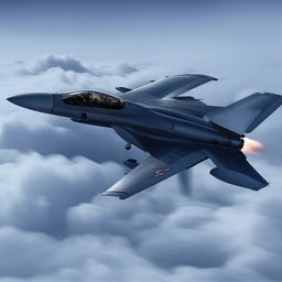 The iconic F-14 Tomcat jet fighter soaring at high speed through a dramatic cloud-filled sky. The aircraft's twin engines are blazing and the swept wings are fully extended.