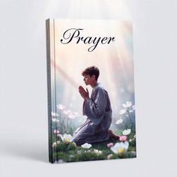 A book cover featuring a serene and mystical scene of a person praying