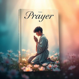 A book cover featuring a serene and mystical scene of a person praying