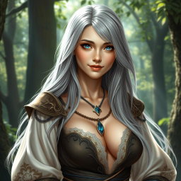 A beautiful Ukrainian cleric healer girl with an enchanting kind demeanor, slim build, and majestic presence
