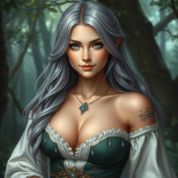 A beautiful Ukrainian cleric healer girl with an enchanting kind demeanor, slim build, and majestic presence