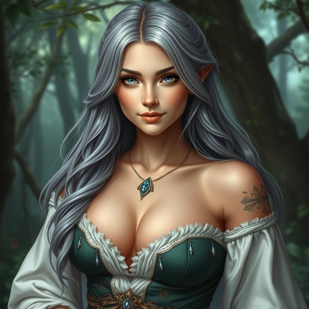 A beautiful Ukrainian cleric healer girl with an enchanting kind demeanor, slim build, and majestic presence