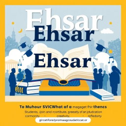 A vibrant and engaging poster for a student recruitment campaign for a magazine named 'Ehsar'