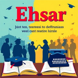 A vibrant and engaging poster for a student recruitment campaign for a magazine named 'Ehsar'