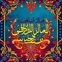 A vibrant and eye-catching poster featuring Persian calligraphy, beautifully illustrated with traditional Persian motifs such as paisley patterns and floral designs
