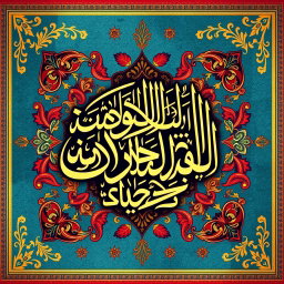 A vibrant and eye-catching poster featuring Persian calligraphy, beautifully illustrated with traditional Persian motifs such as paisley patterns and floral designs