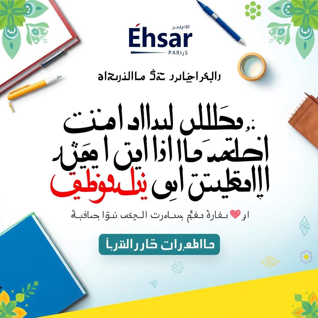 A vibrant and engaging poster specifically designed for a student recruitment call for the publication 'Ehsar' (ایثار)