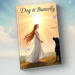 A captivating book cover design for 'Dog & Butterfly' by Mario Molinari, featuring a religious fantasy theme