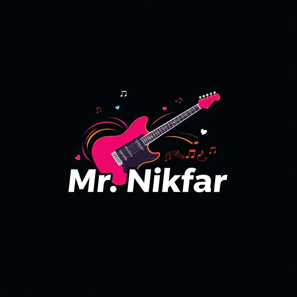 A creative logo design centered around the theme of guitar music, featuring the name ‘Mr