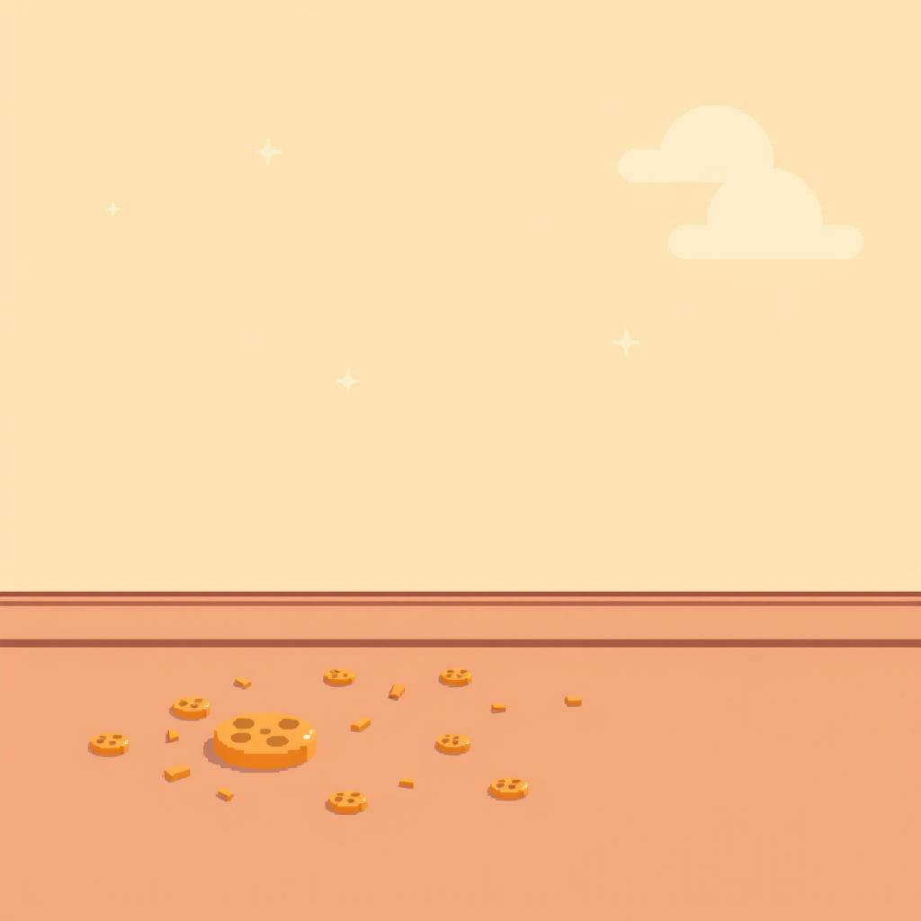 A pixel art background for a cookie clicker game in a minimalist yet atmospheric style