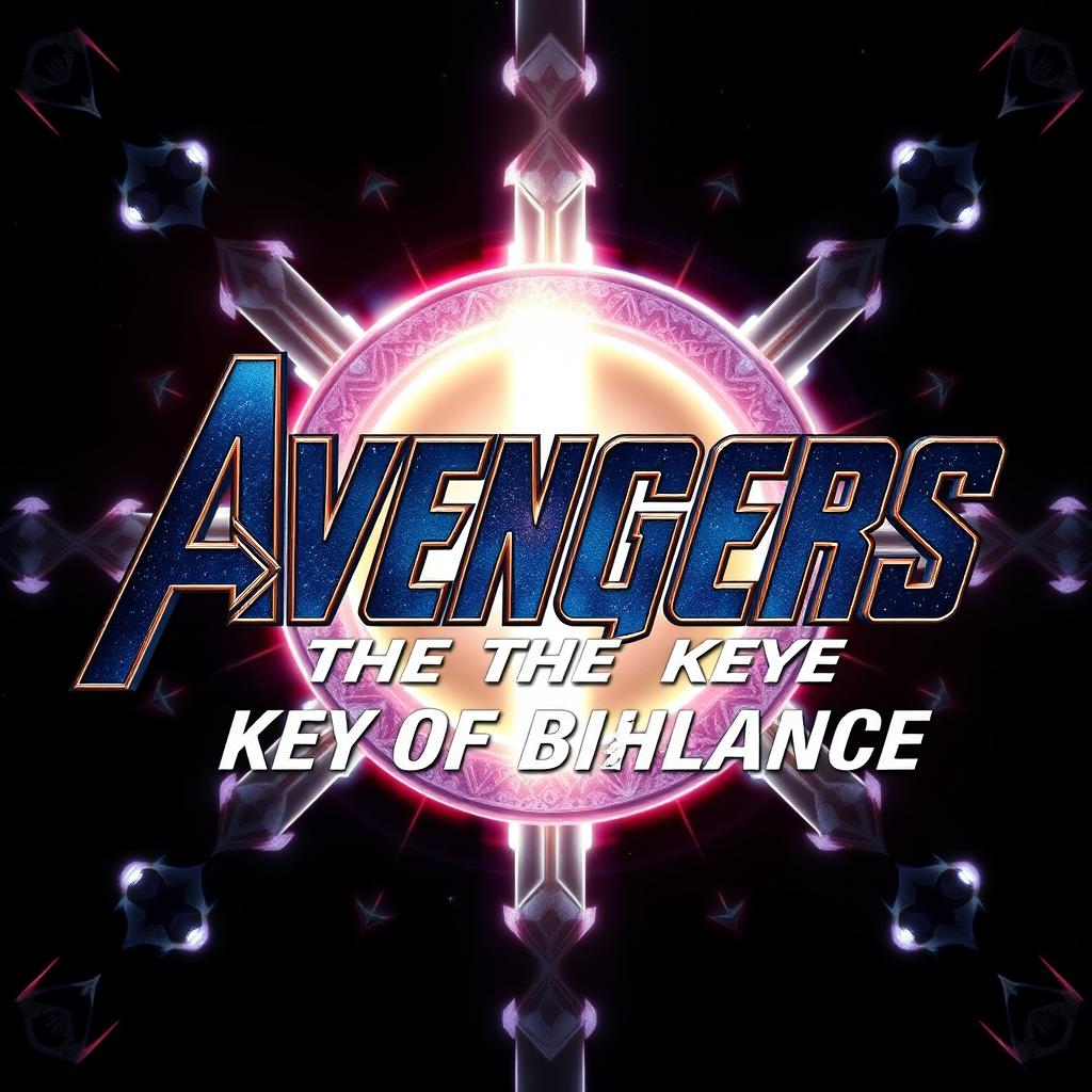 Create an image featuring the title 'Avengers: The Key of Balance', designed in a style reminiscent of the official Marvel film logos