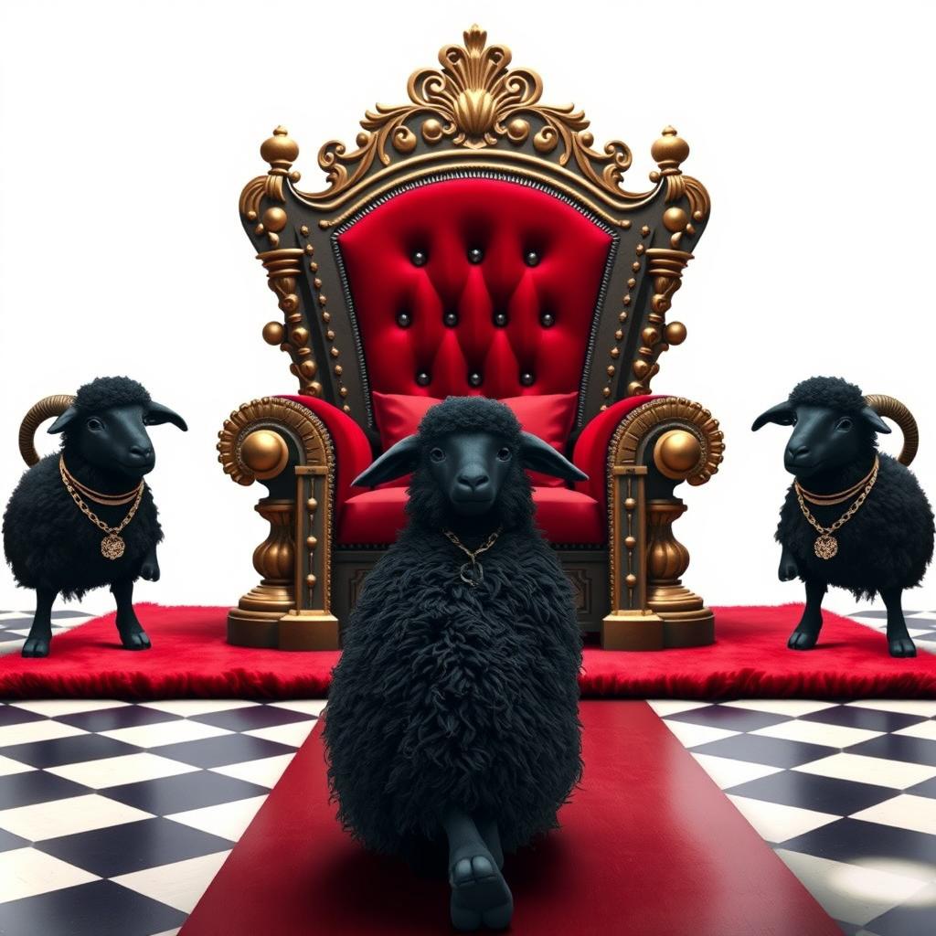 A regal king's throne designed with intricate details, adorned with a luxurious red velvet cushion