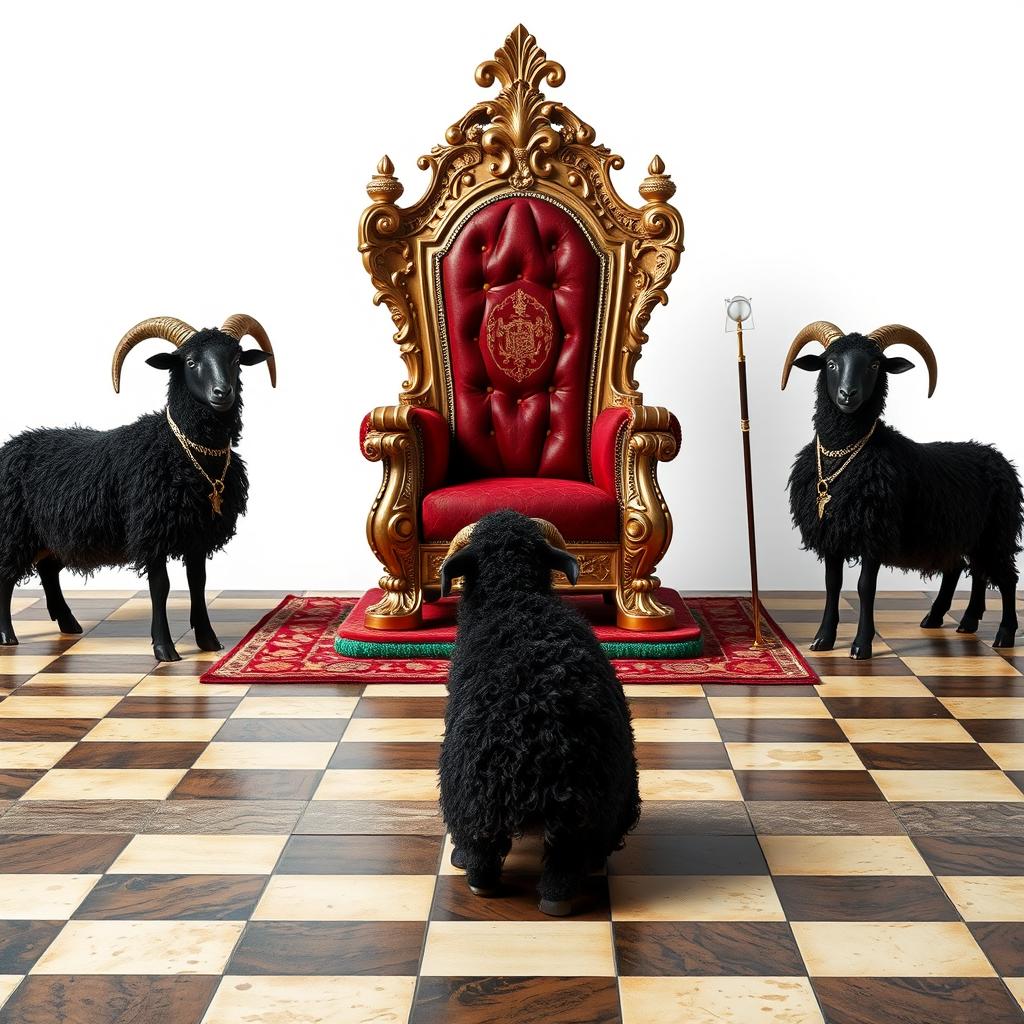 Majestic Royal Throne Surrounded by Chessboard Elegance