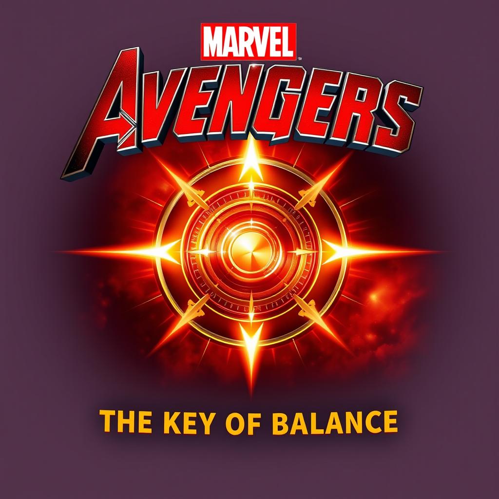 A vibrant and bold logo design titled 'Avengers: The Key of Balance', prominently displayed in a style reminiscent of official Marvel movie logos
