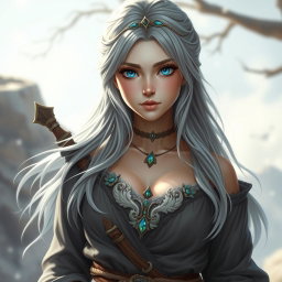 A beautiful, busty, innocent, and shy Ukrainian Sun cleric healer character