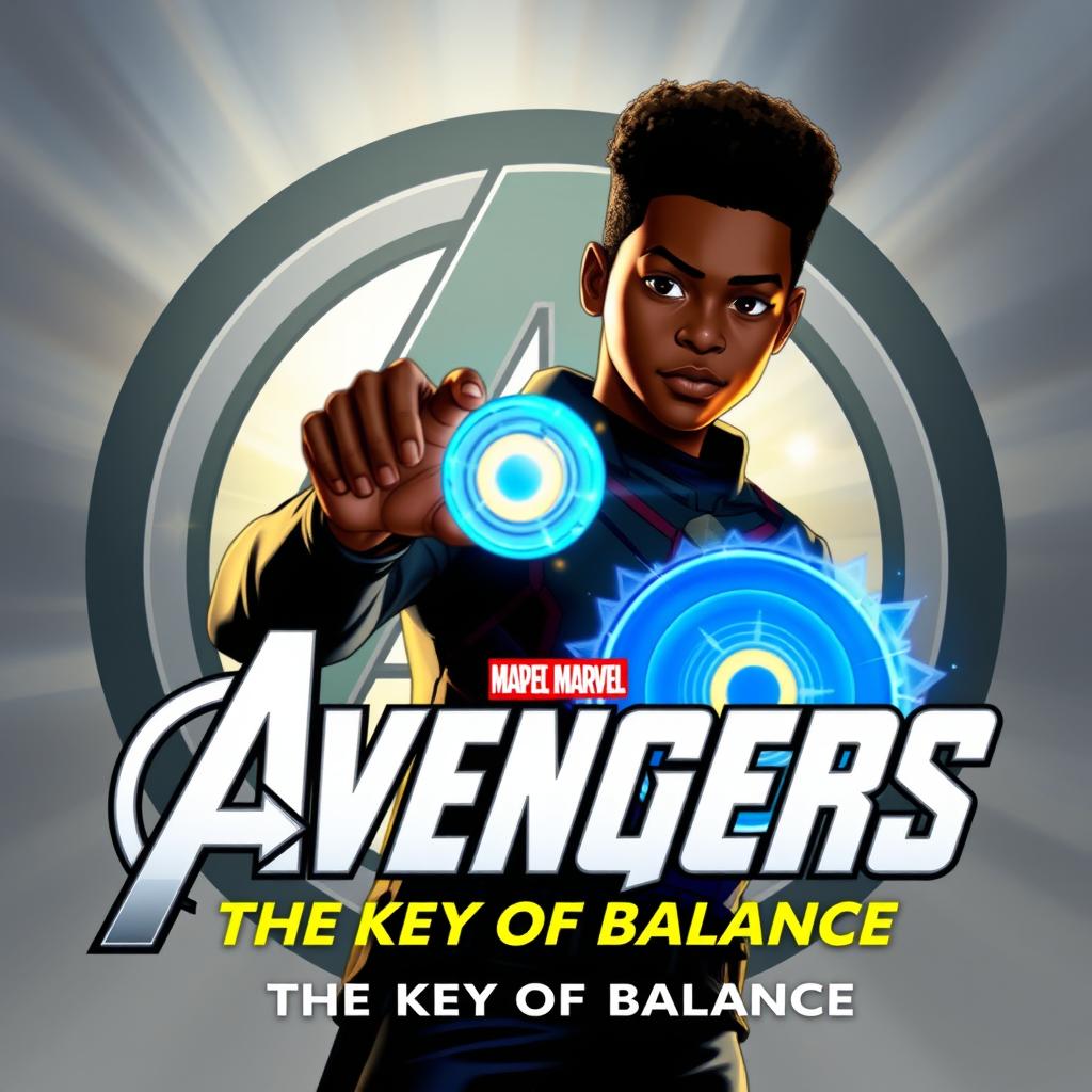 A stylized logo for 'Avengers: The Key of Balance' in the official Marvel movie style, featuring the iconic Avengers font