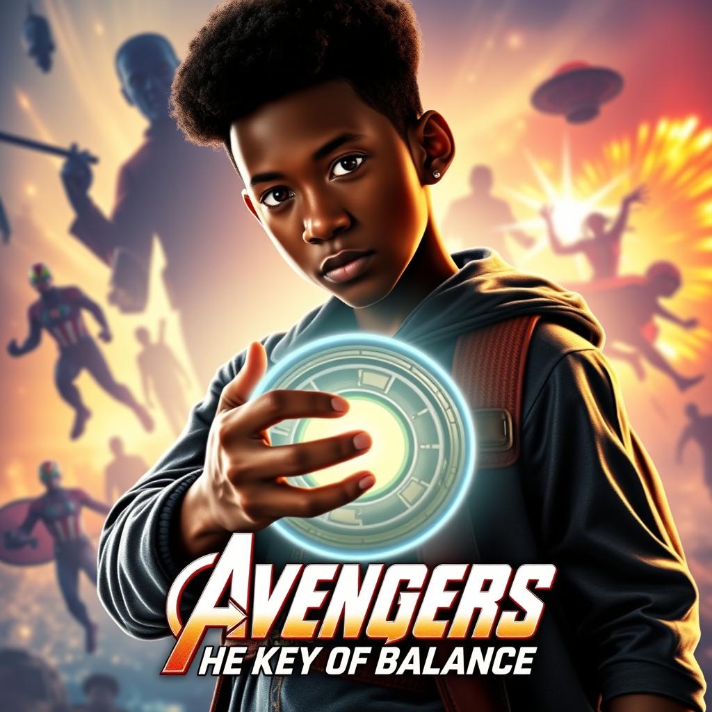 An image titled 'Avengers: The Key of Balance' designed in the same style as official Marvel movie logos, featuring bold and dynamic lettering