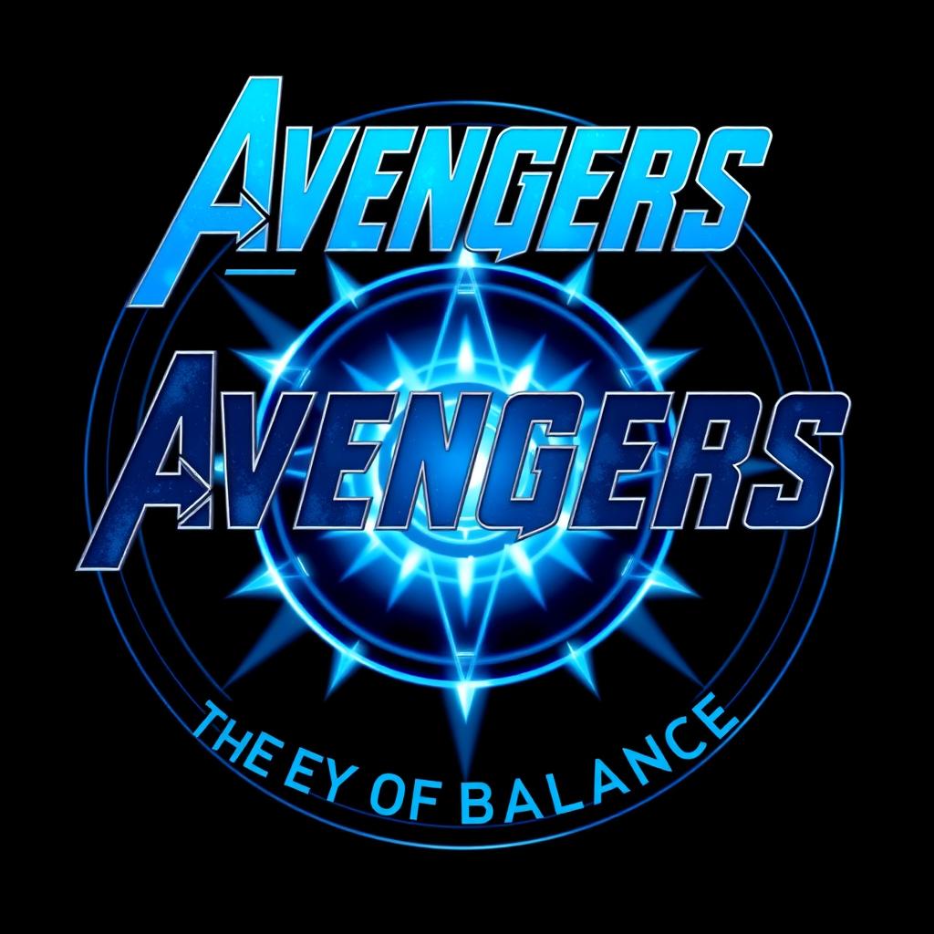 Create an image of the title 'Avengers: The Key of Balance' in the same style as official Marvel movie logos