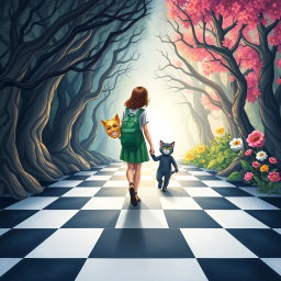 An illustrated book cover in a fantasy style featuring pastel tones, depicting an enchanted forest divided into two distinct halves