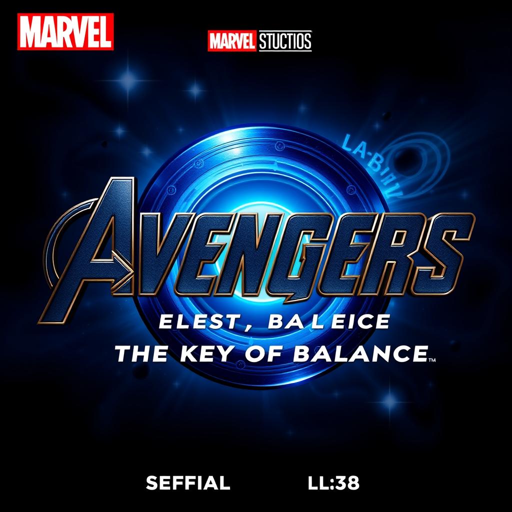 Create an image of the title 'Avengers: The Key of Balance' in the official style of Marvel movie logos