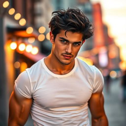 A handsome, sexy man with an athletic build, exuding confidence and charm