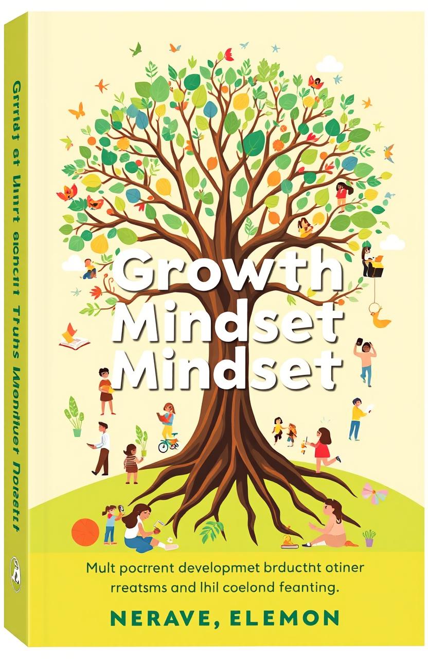 A beautifully designed book cover for parents focusing on growth mindset thinking