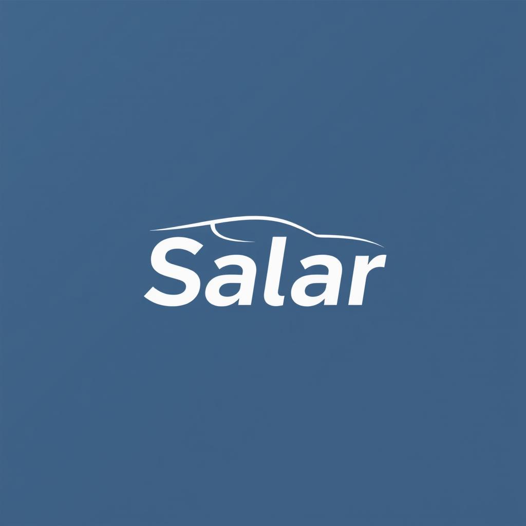 A minimalist logo design for a car repair shop named 'Salar', featuring the name 'Salar' in bold, modern typography