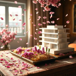 A traditional Nowruz Haft-Seen table beautifully adorned with sabzeh (sprouted wheat) and vibrant hyacinth flowers, creating a celebratory atmosphere