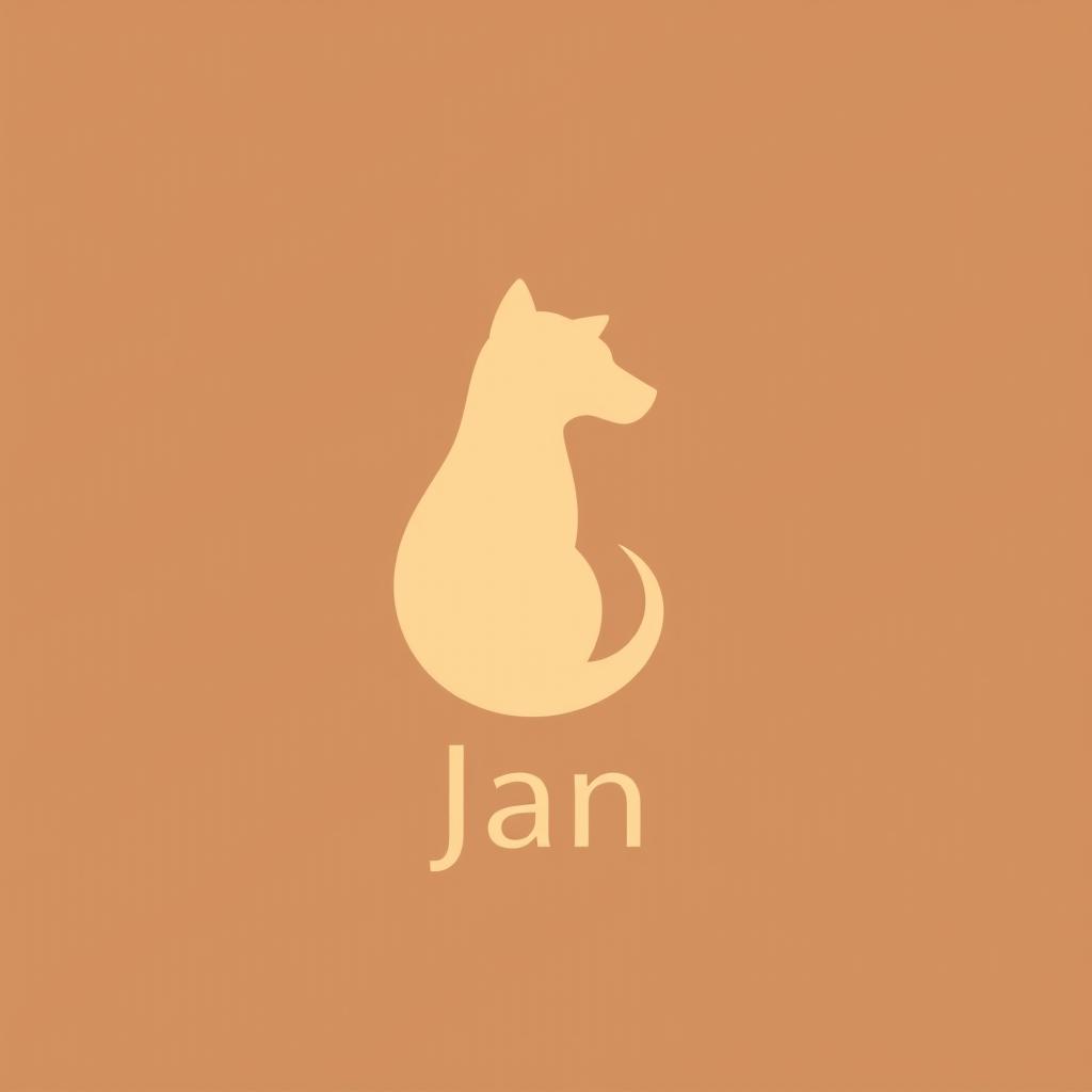 A minimalist logo design for a pet store named "جان" (translated as "Jan") featuring a simple, clean silhouette of a cat and dog intertwined, representing companionship and care for pets