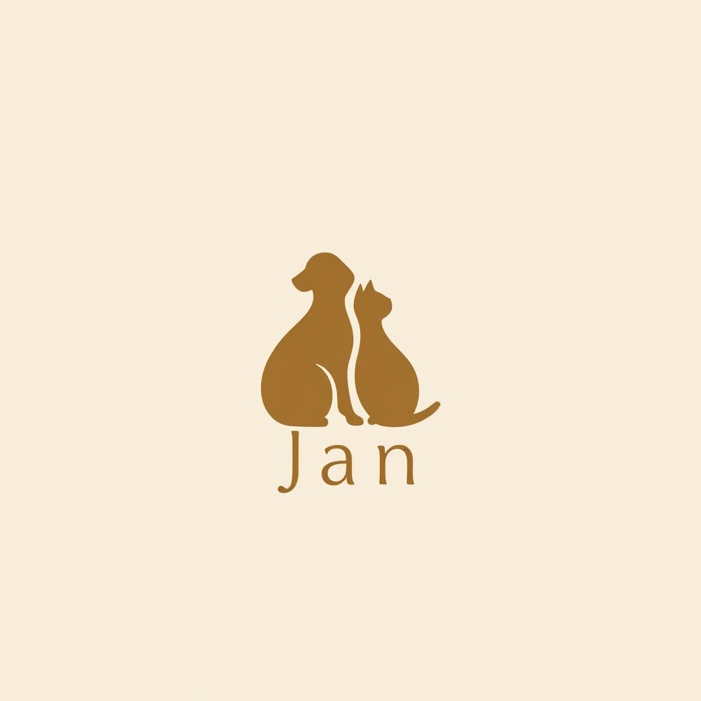 A minimalist logo design for a pet store named 'جان' (Jan)