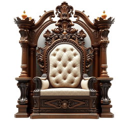 A grand throne room featuring an ornate, antique throne designed for a king