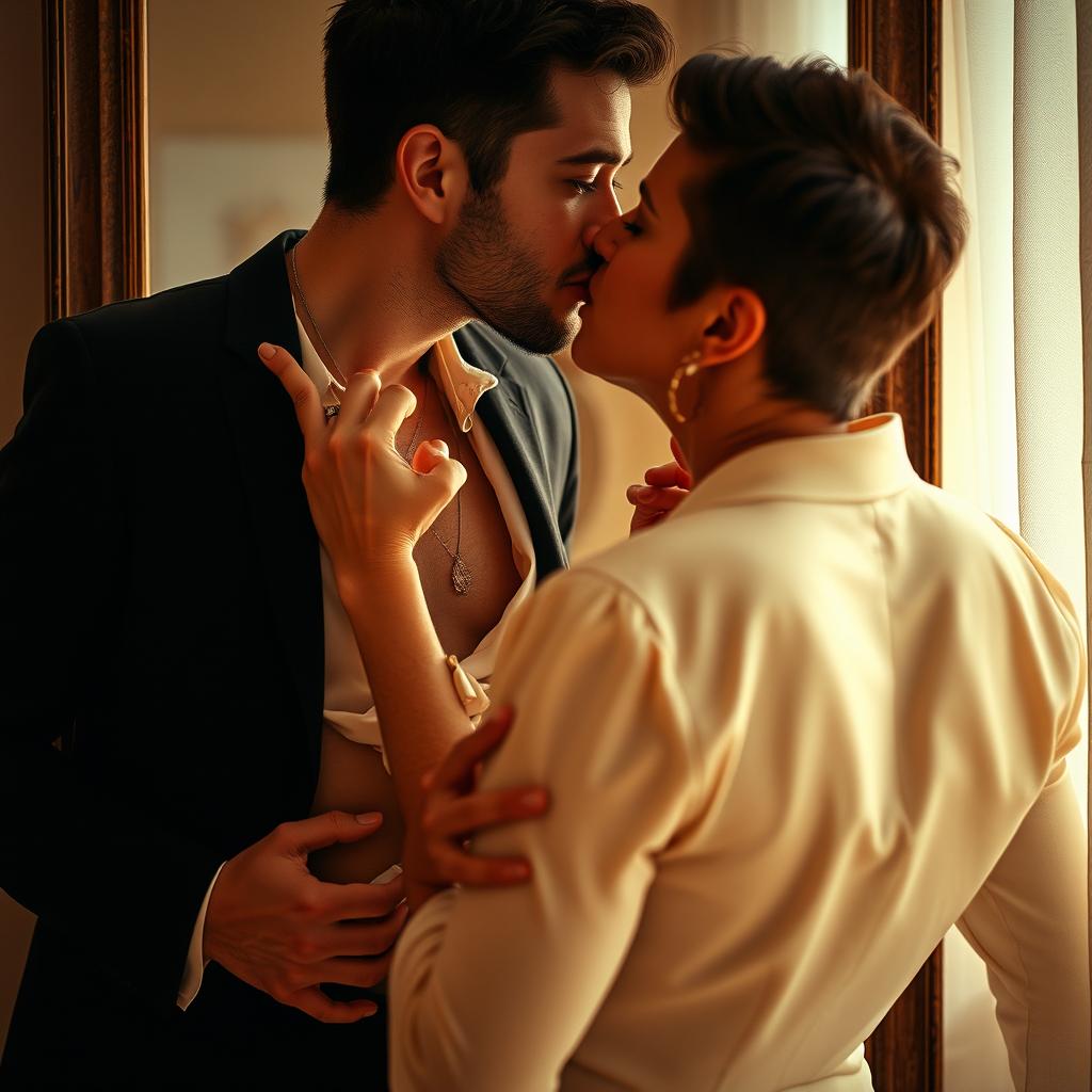 A romantic scene of a man who is captivated by a woman