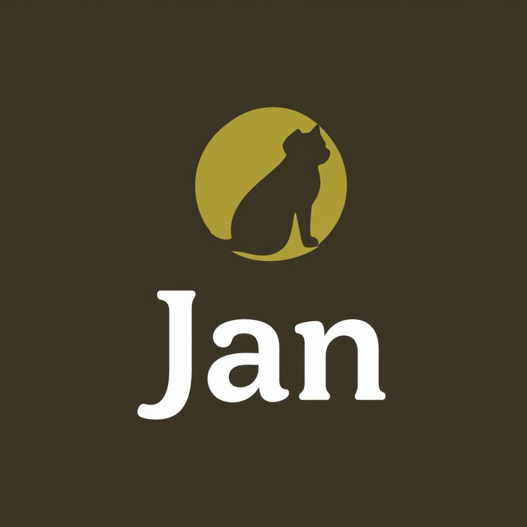 A minimalist logo design for a pet store named 'Jan'