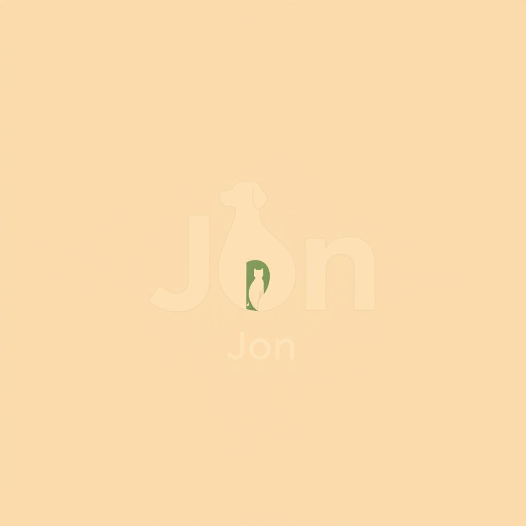 A minimalistic logo design for a pet store named 'Jon'