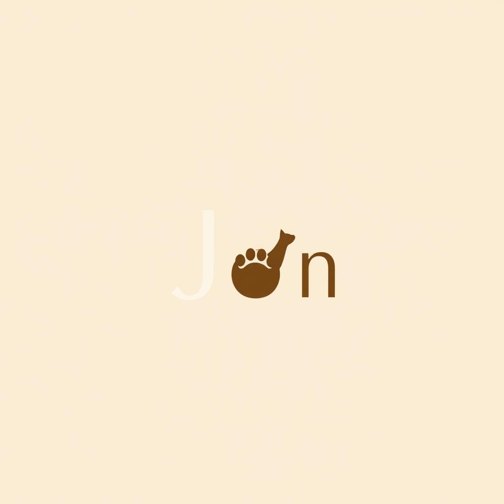 A minimalist logo design for a pet store named 'Jon'