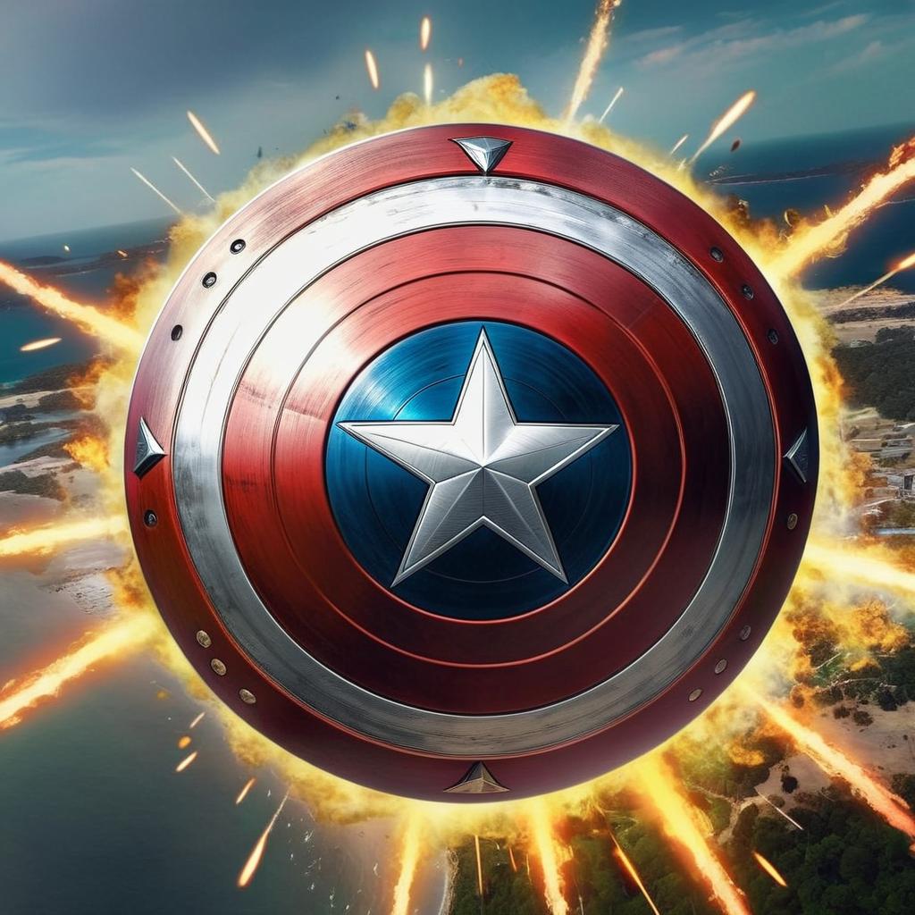 Dynamic Artistic Representation of Captain America's Iconic Shield