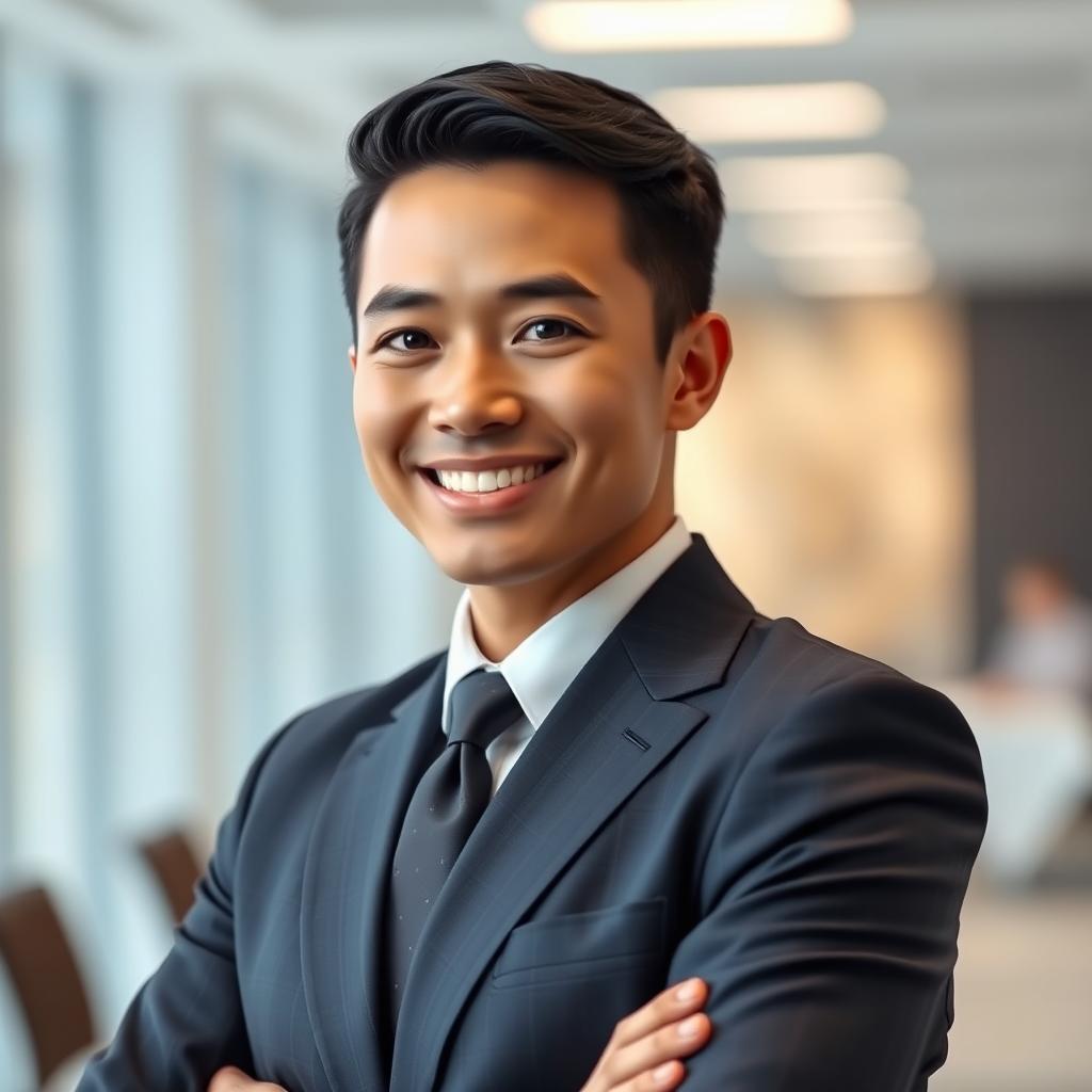 A formal portrait for a resume, featuring a professional-looking individual dressed in a smart suit