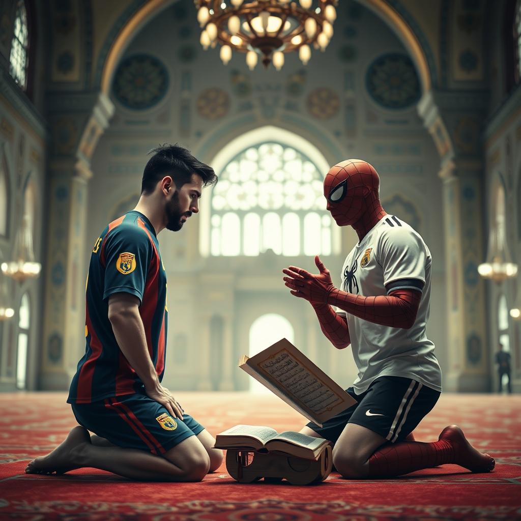 Divine Moment: Messi & Ronaldo in Prayer