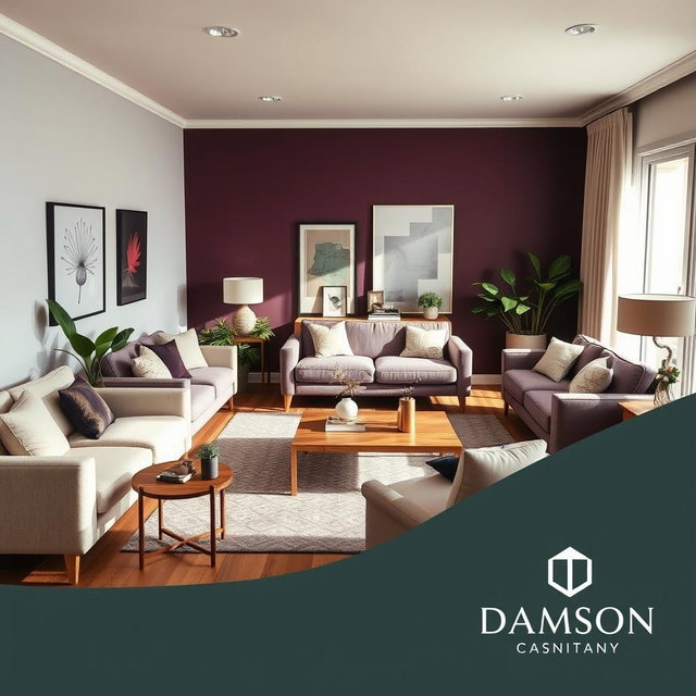 A stylish advertising image for a furniture company called 'Damson'