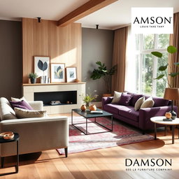 A stylish advertising image for a furniture company called 'Damson'