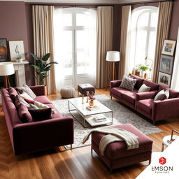 A stylish advertising image for a furniture company called 'Damson'