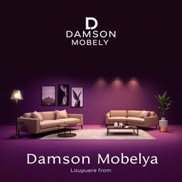 A modern and eye-catching advertisement interface for a brand named 'Damson Mobelya'