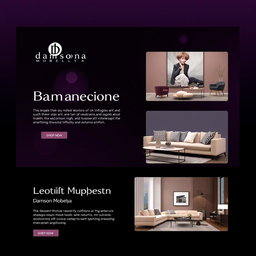 A modern and eye-catching advertisement interface for a brand named 'Damson Mobelya'