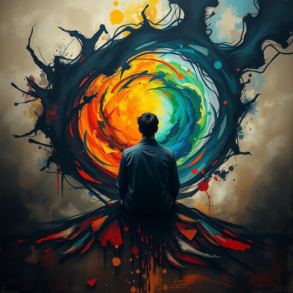 A thought-provoking abstract art piece that visually represents the concepts of beliefs and hatred