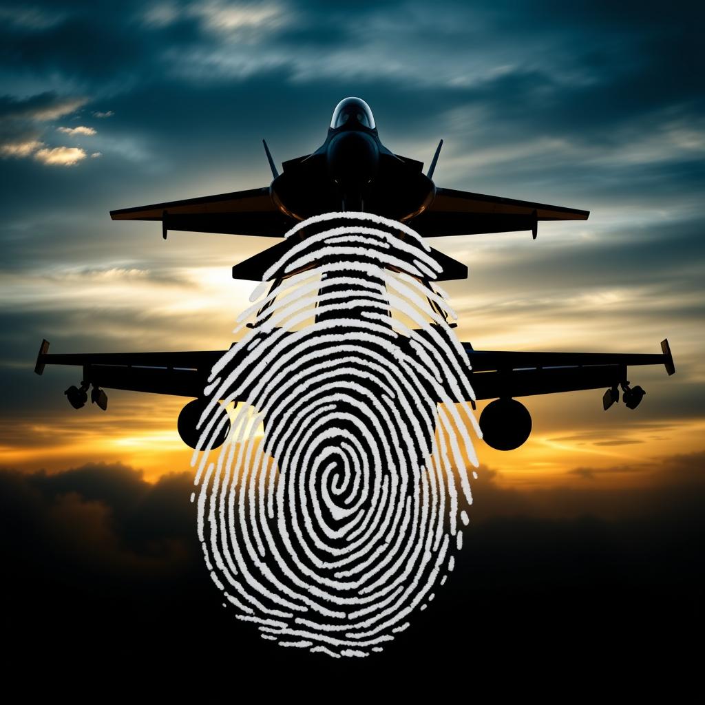A visually impactful image showcasing the silhouette of a military fighter plane against a dramatic sky, exuding strength and power
