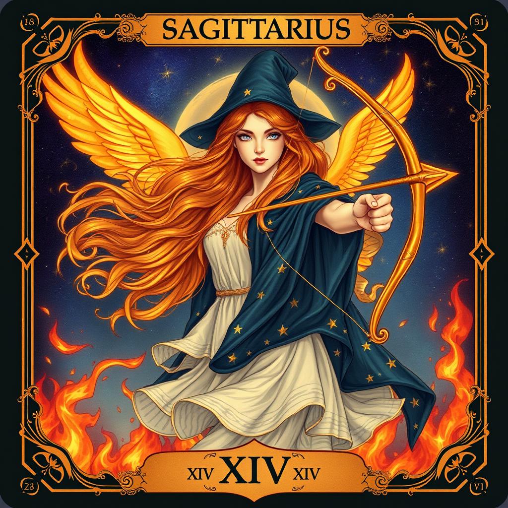 A Sagittarius witch, the living embodiment of the zodiac sign, symbolizes freedom, adventure, and knowledge