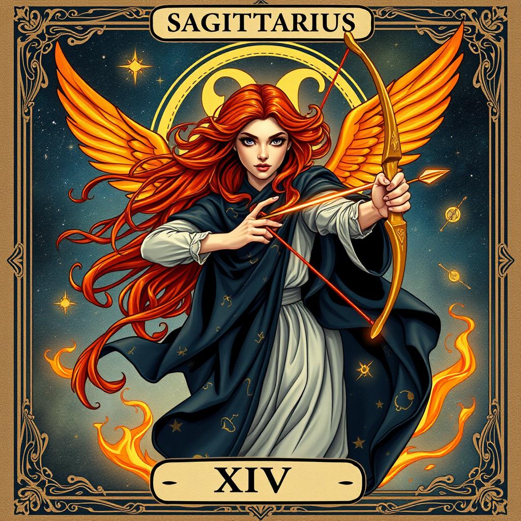 A Sagittarius witch, the living embodiment of the zodiac sign, symbolizes freedom, adventure, and knowledge