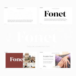 A beautifully designed presentation showing the Fonet font in various styles and contexts, showcasing its elegant and modern characteristics